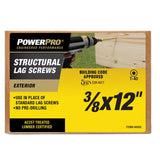 PowerPro 3/8 in. X 12 in. L Star Carbon Steel Lag Screw 1 pk