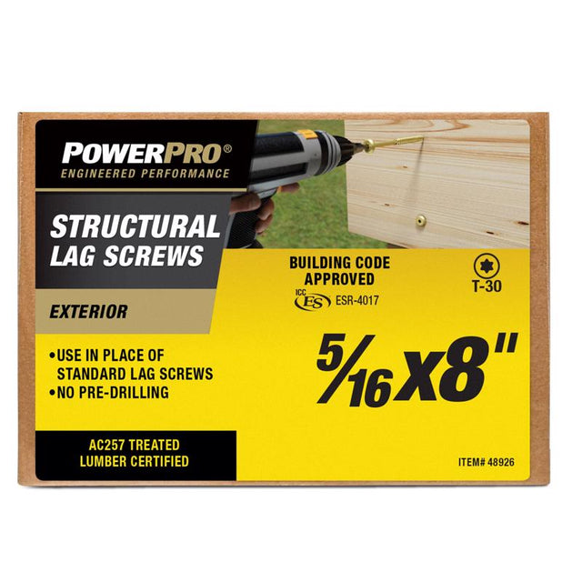 Power Pro 5/16 in. X 8 in. L Star Carbon Steel Lag Screw 30 pk