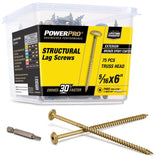 Power Pro 5/16 in. X 6 in. L Star Carbon Steel Lag Screw 75 pk