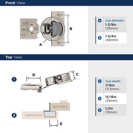 Amerock 2-1/4 in. W X 2-13/16 in. L Steel Cabinet Hinge 1 pk