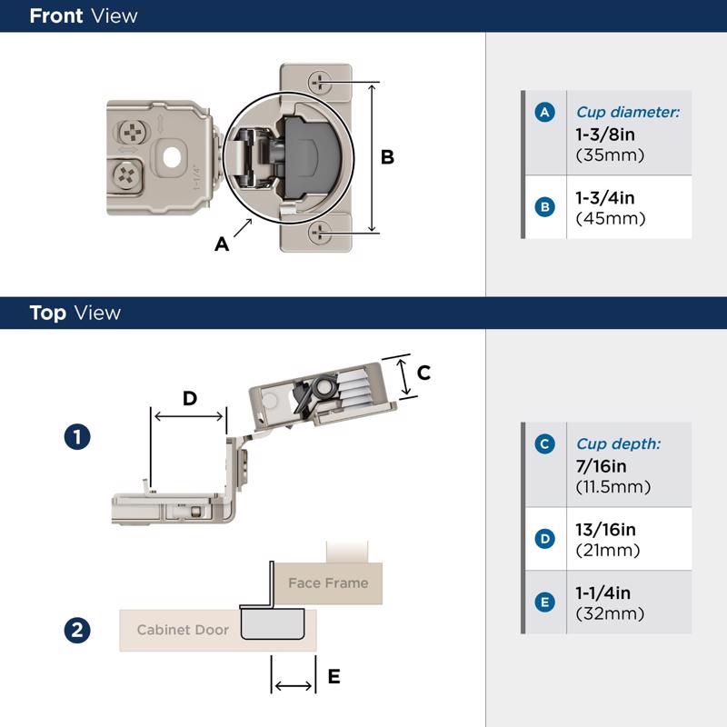 Amerock 2-1/4 in. W X 2-7/8 in. L Steel Cabinet Hinge 2 pk