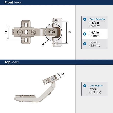 Amerock 2-7/16 in. W X 4-3/16 in. L Steel Cabinet Hinge 2 pk