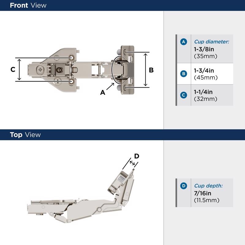 Amerock 2-9/16 in. W X 5-5/8 in. L Steel Cabinet Hinge 2 pk