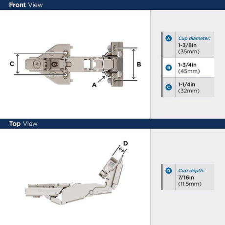 Amerock 2-9/16 in. W X 5-5/8 in. L Steel Cabinet Hinge 2 pk