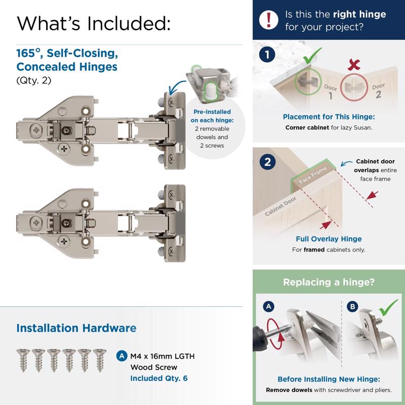 Amerock 2-9/16 in. W X 5-5/8 in. L Steel Cabinet Hinge 2 pk