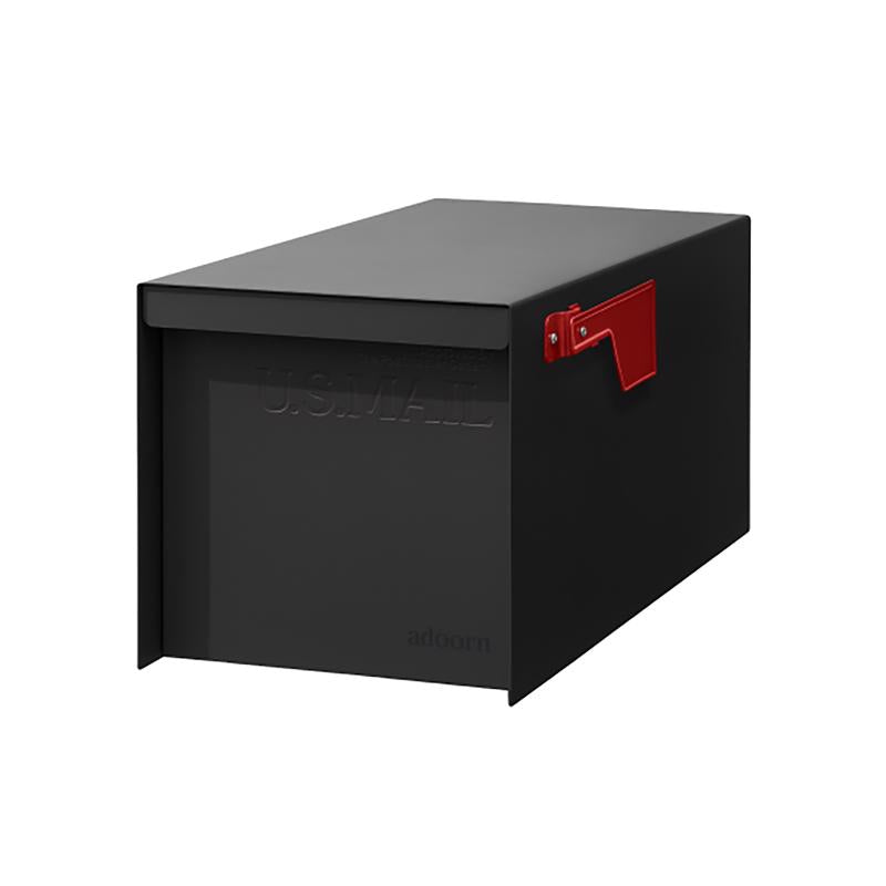 Adoorn No Lock Galvanized Steel Post Mount Black Mailbox