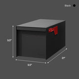 Adoorn No Lock Galvanized Steel Post Mount Black Mailbox
