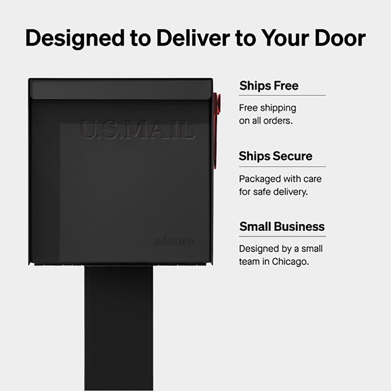 Adoorn No Lock Galvanized Steel Post Mount Black Mailbox