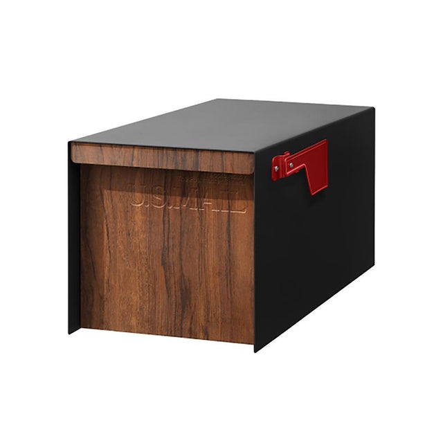 Adoorn Galvanized Steel Post Mount Walnut Mailbox