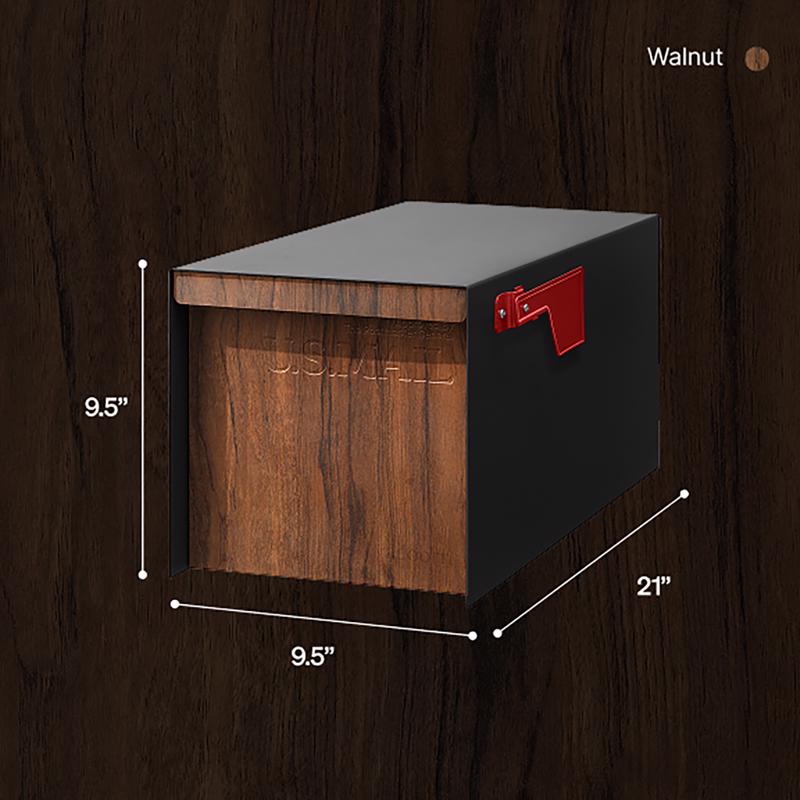 Adoorn Galvanized Steel Post Mount Walnut Mailbox