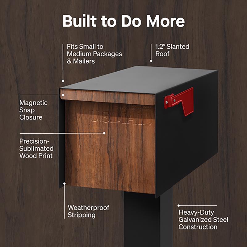Adoorn Galvanized Steel Post Mount Walnut Mailbox