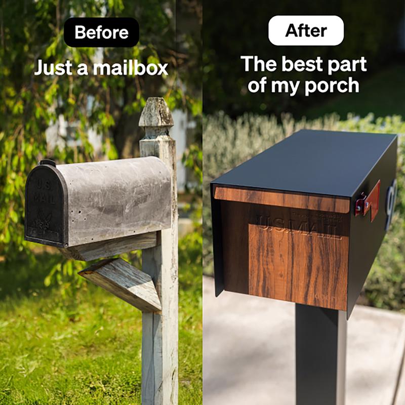 Adoorn Galvanized Steel Post Mount Walnut Mailbox
