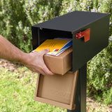 Adoorn Galvanized Steel Post Mount Walnut Mailbox
