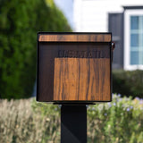 Adoorn Galvanized Steel Post Mount Walnut Mailbox