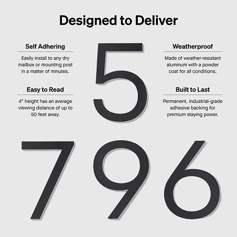 Adoorn Mailbox Address Number 4 in. Black Aluminum Self-Adhesive Number 1 1 pc