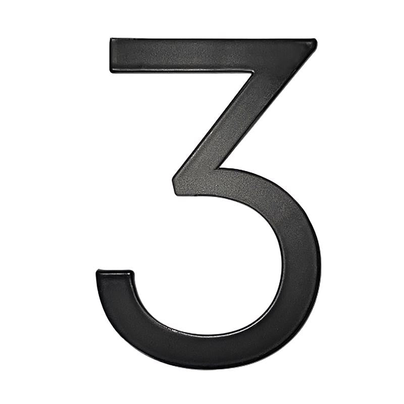 Adoorn Mailbox Address Number 4 in. Black Aluminum Self-Adhesive Number 3 1 pc