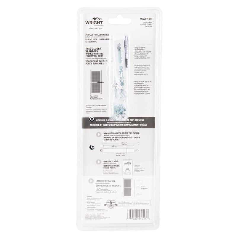 Wright Products 1-1/4 in. D X 10-11/16 in. L White Steel Lanai Door Repair Kit 1 pc