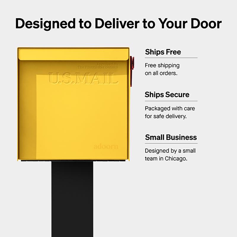 Adoorn Galvanized Steel Post Mount Curb Yellow Mailbox