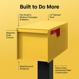 Adoorn Galvanized Steel Post Mount Curb Yellow Mailbox