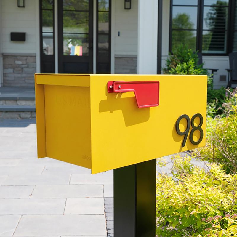 Adoorn Galvanized Steel Post Mount Curb Yellow Mailbox