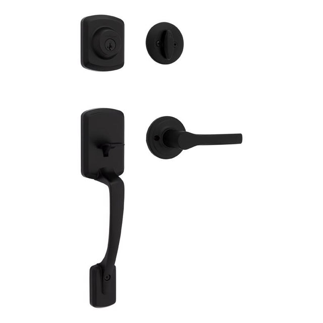 Kwikset Henley Matte Black Entry Handleset 1.75 in.