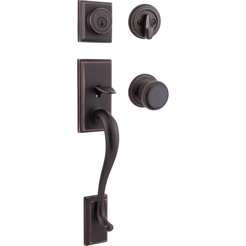 Kwikset Hawthorne Venetian Bronze Entry Handleset 1.75 in.