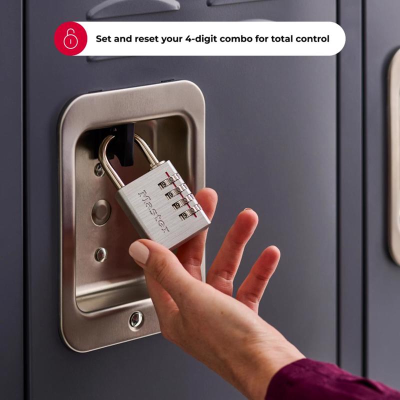 Master Lock 1-9/16 in. W Metal 4-Digit Combination Combination Padlock