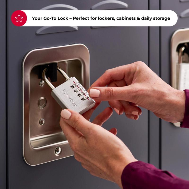 Master Lock 1-9/16 in. W Metal 4-Digit Combination Combination Padlock