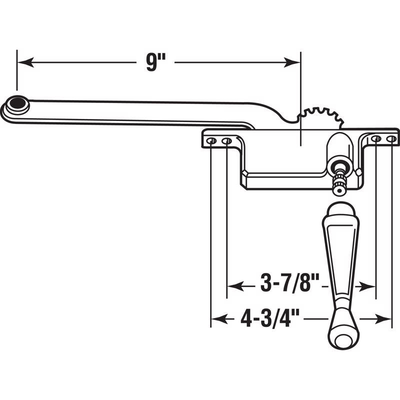 Prime-Line Bronze Zinc Right Single-Arm Casement Window Operator For Steel Framed Windows