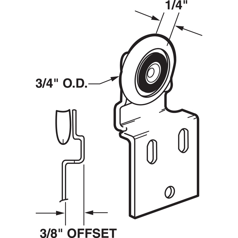 Prime-Line 3/4 in. D X 1/4 in. L Mill Nylon/Steel Roller Assembly 2 pk