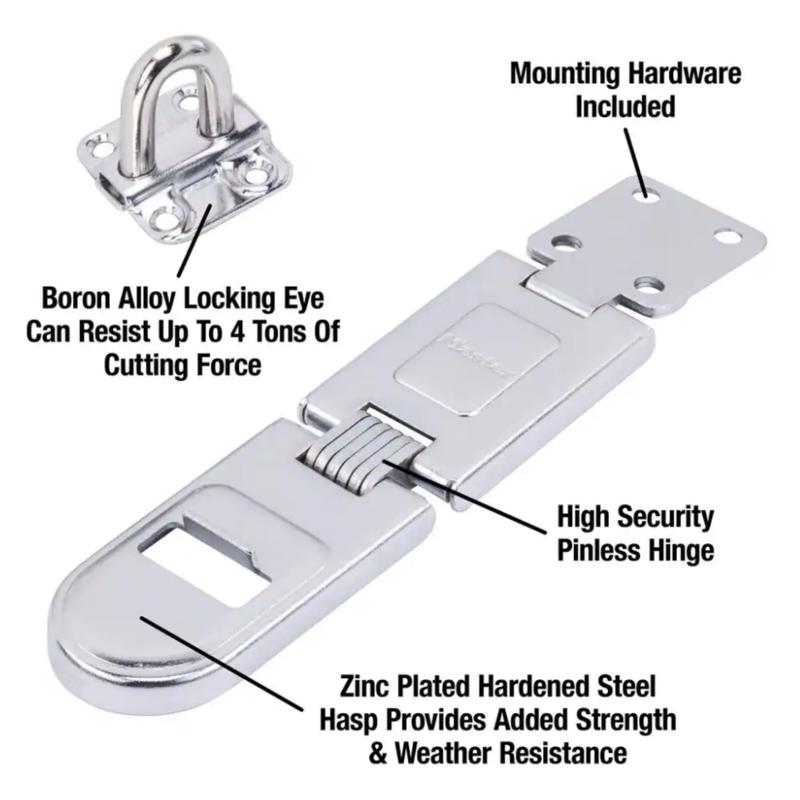 Master Lock Bright Hardened Steel 6-1/4 in. L Fixed Staple Hasp 1 pk