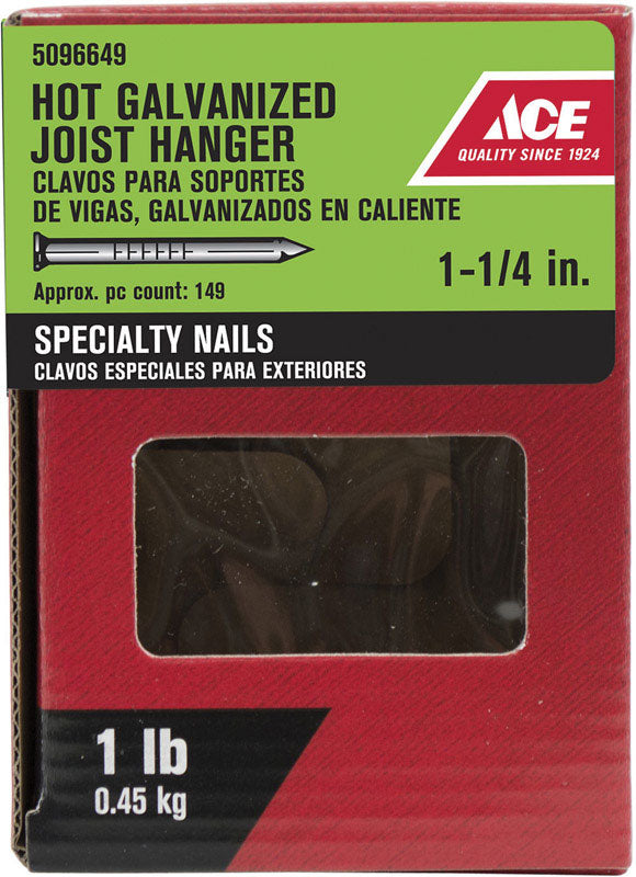 Ace 1-1/4 in. Joist Hanger Hot-Dipped Galvanized Steel Nail Round Head 1 lb