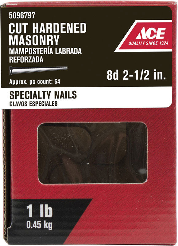 Ace 8D 2-1/2 in. Masonry Bright Steel Nail Flat Head 1 lb