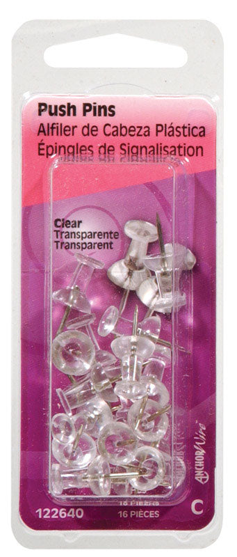 PIN PUSH CLEAR 16PK