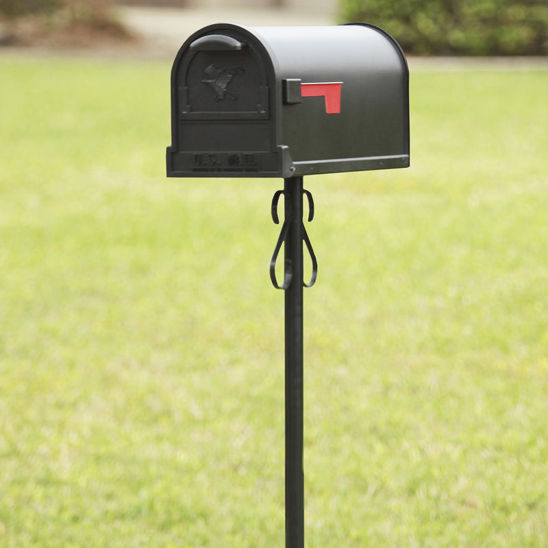 Gibraltar Mailboxes 52.1 in. Powder Coated Black Steel Mailbox Post
