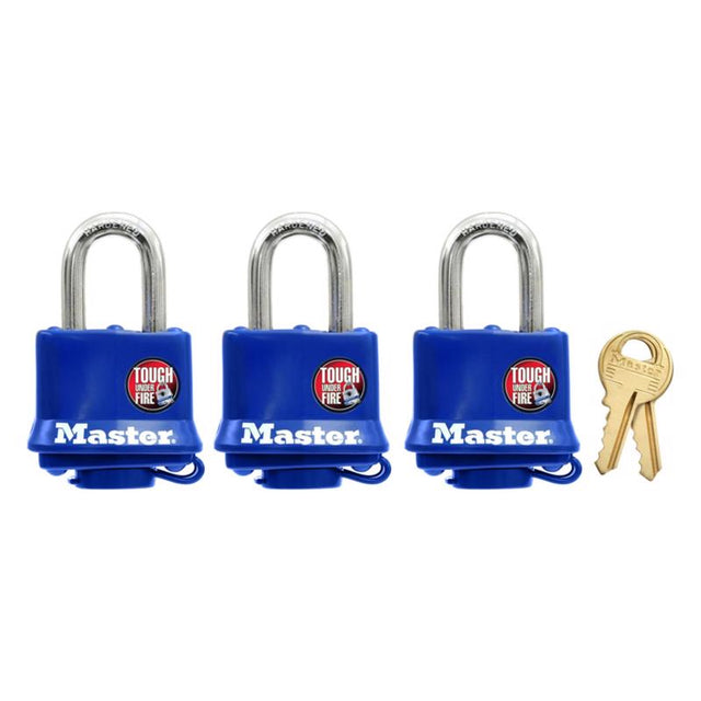 PADLOCK 1-1/2"COVERD 3PK