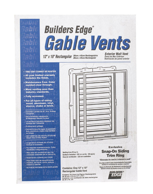 GABLE VENT 12"X18"WHT