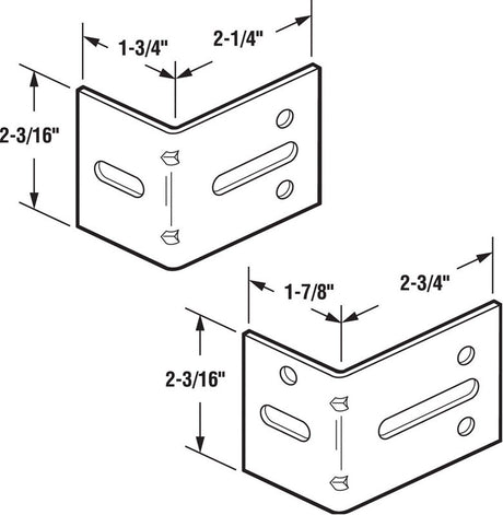 Prime-Line 2-3/16 in. W X 2-1/4 & 2-3/4 in. L Steel Bracket