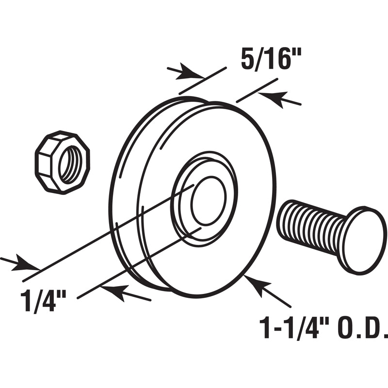 Prime-Line 1-1/4 in. D X 5/16 in. L Steel Roller Assembly 2 pk