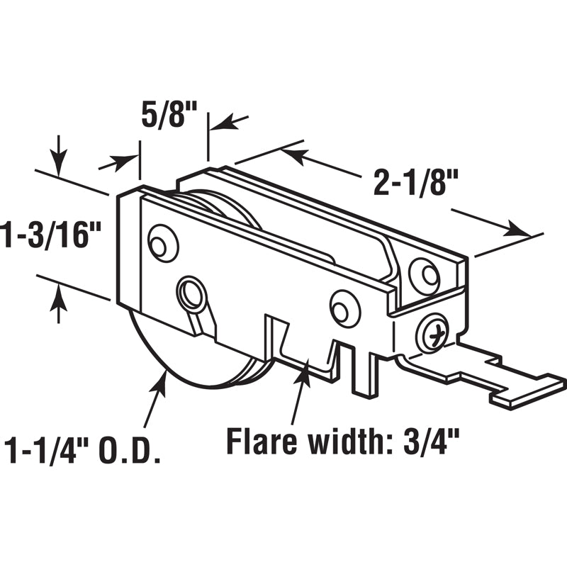 Prime-Line 1-1/4 in. D X 5/16 in. L Nylon/Steel Roller Assembly 1 pk