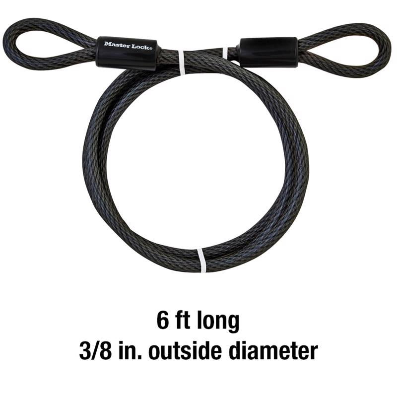 Master Lock 3/8 in. D X 72 in. L Vinyl Coated Steel Flexible Braided Steel Cable