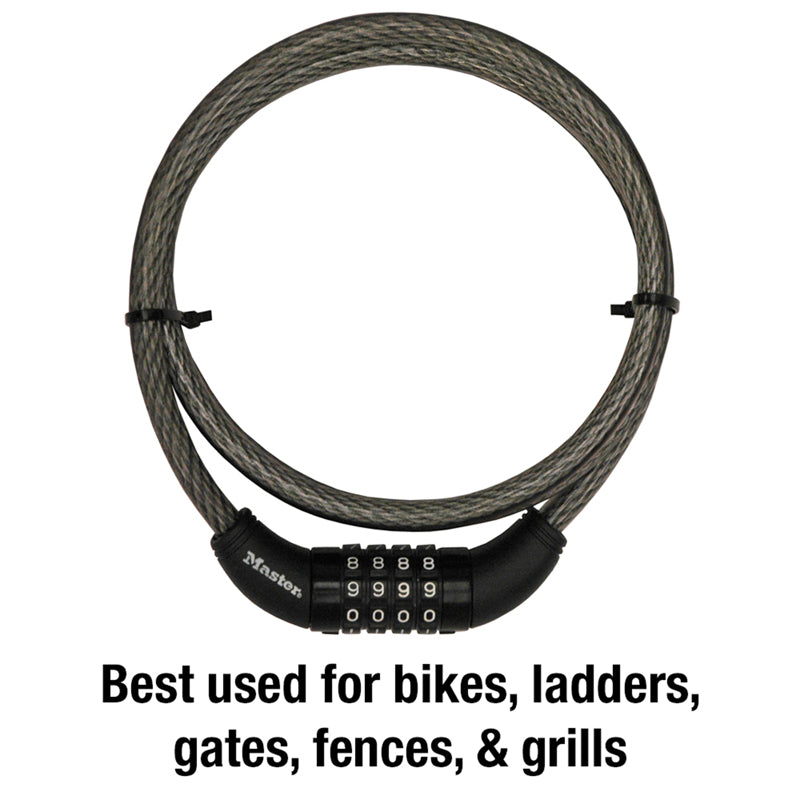 Master Lock 3/8 in. W X 5 ft. L Steel 4-Dial Combination Locking Cable