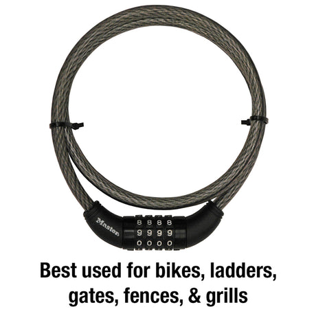 Master Lock 3/8 in. W X 5 ft. L Steel 4-Dial Combination Locking Cable