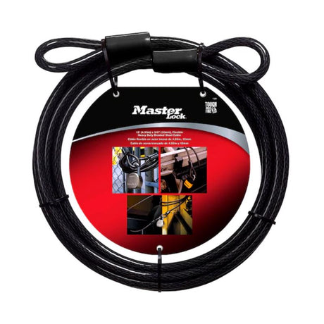 Master Lock 3/8 in. D X 180 in. L Vinyl Coated Steel Flexible Braided Steel Cable