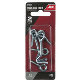 Ace Small Zinc-Plated Silver Steel 2 in. L Hook and Eye 2 pk