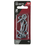 Ace Small Zinc-Plated Silver Steel 0.8175 in. L Hook and Eye 2 pk