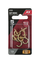 Ace Medium Polished Brass Green Brass 1.125 in. L Cup Hook 10 lb 5 pk
