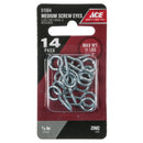 Ace 3/32 in. D X 7/8 in. L Zinc-Plated Steel Screw Eye 11 lb. cap. 14 pk