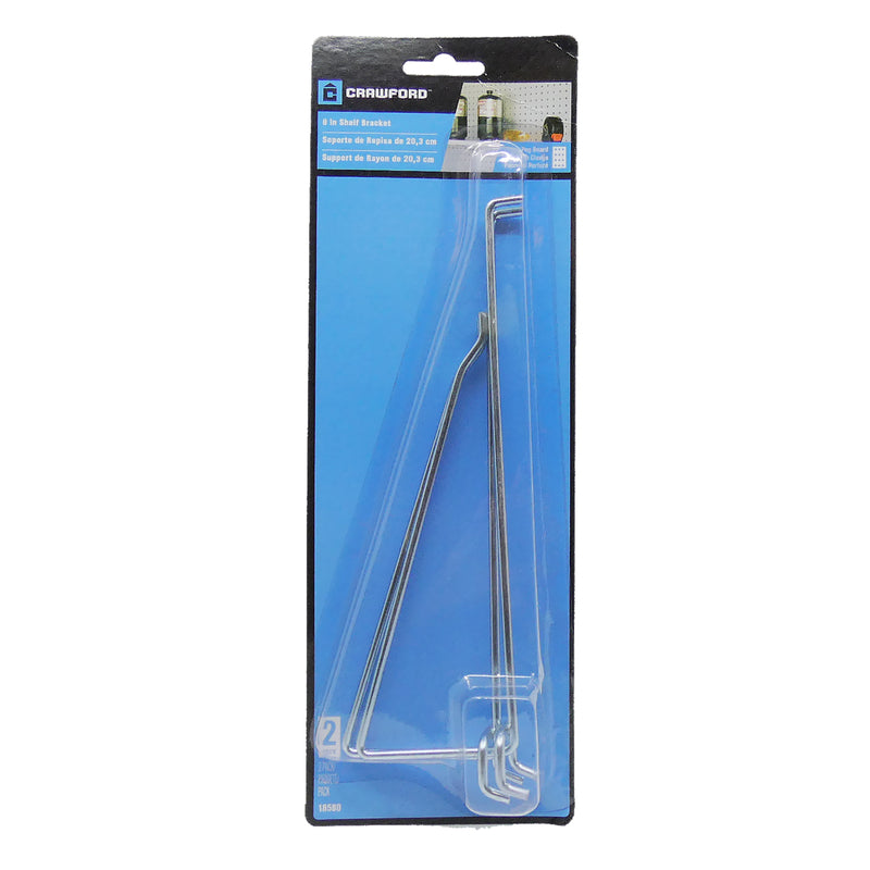 Crawford Zinc Plated Silver Steel 8 in. Peg Hook Shelf Bracket 2 pk