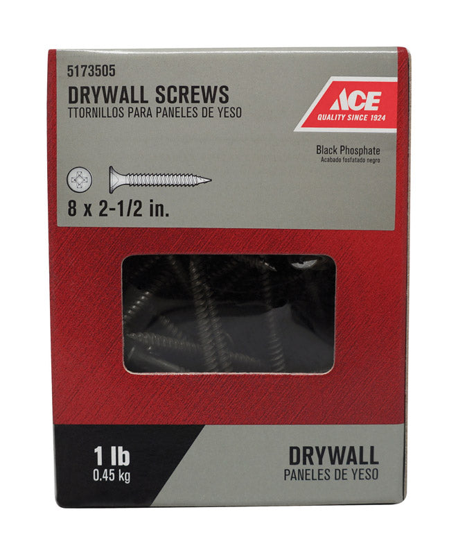 Ace No. 8 wire X 2-1/2 in. L Phillips Drywall Screws 1 lb 112 pk